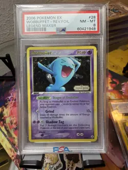 2006 Pokemon EX Legend Maker 28 Wobbuffet Reverse PSA 8 NM-MT - Image 1