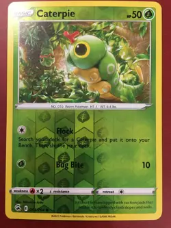 POKEMON CATERPIE 001/264 S & S FUSION STRIKE COMMON REVERSE HOLO NEAR MINT - Image 1