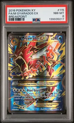 2016 POKEMON XY BREAKPOINT #115 FULL ART/M GYARADOS EX PSA 8 - Image 1
