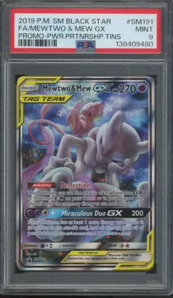 2019 Pokemon Sun & Moon Black Star Promo Mewtwo & Mew-GX Mint PSA 9 - Image 1