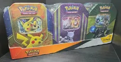 Pokemon TCG 3-Pack EX Tins Pikachu, Zygarde, Mewtwo - Sealed, New - Image 1