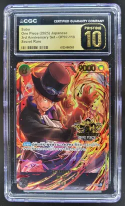 2025 ONE PIECE JP SABO 3RD ANNIV SECRET RARE OP07-118 CGC 10 PRISTINE A PT - Image 1