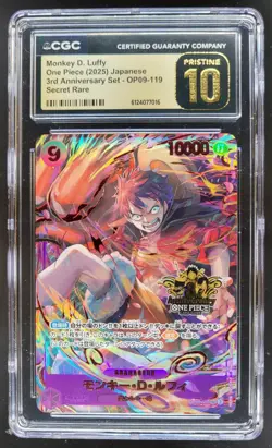 2025 ONE PIECE MONKEY D. LUFFY JP SECRET RARE OP09-119 CGC 10 PRISTINE A PT - Image 1