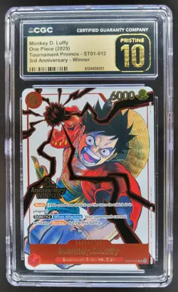2025 ONE PIECE MONKEY D. LUFFY PROMO 3RD ANNIV ST01-012 CGC 10 PRISTINE A PT - Image 1