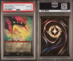 Disney Lorcana Dragon Fire DLC Participation Enchanted Promo 1/C1 PSA 10 Gem Mt - Image 1