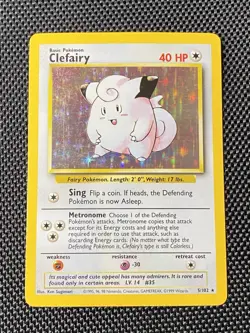 Pokemon TCG Clefairy Holo Rare Card Base Set 5/102 Unlimited LP+ Condition - Image 1