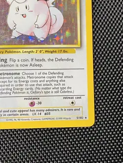 Pokemon TCG Clefairy Holo Rare Card Base Set 5/102 Unlimited LP+ Condition - Image 4