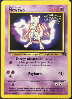 Mewtwo 3/53 Black Star Rare Promo WOTC Pokemon Card LP - Image 1