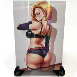 Dragon Ball Z Android 18 Sexy Hot Anime Waifu Girl Lewd Goddess Story Art Card - Image 2