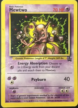 Mewtwo 14/53 Black Star Rare Promo WOTC Pokemon Card HP Crease - Image 1