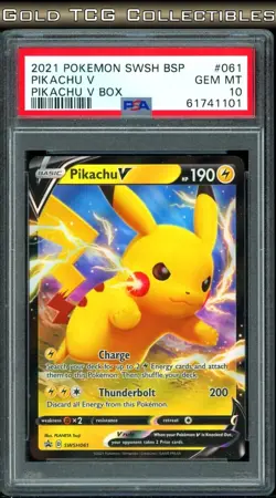 PSA 10 ⭐ Pokemon Pikachu V SWSH061 061 Pomo Black Star Full Art Graded Card - Image 1