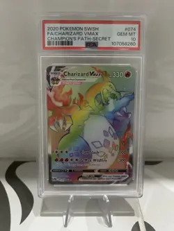 Pokemon TCG Champions Path Charizard VMAX Rainbow SR Card 074/073 PSA 10 - Image 1