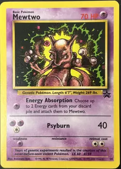 Mewtwo 14/53 Black Star Rare Promo WOTC Pokemon Card LP - Image 1