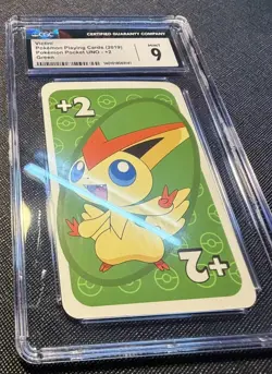 2019 Pokemon Playing Cards Pocket Uno #2 Victini Green CGC 9 - Image 2