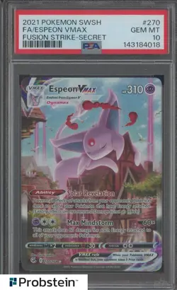 2021 Pokemon SWSH Fusion Strike Secret #270 FA Espeon VMAX PSA 10 GEM MINT - Image 1