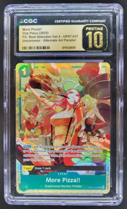 2025 One Piece More Pizza!! Rare #OP07-037 ALT ART CGC 10 PRISTINE A PT - Image 1