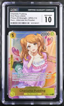 CGC 10 Charlotte Pudding OP03-112 Alt Art Pillars English One Piece Gem Mint PSA - Image 1