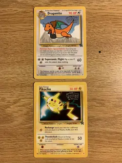Pikachu and Dragonite Black Star Promo Cards - RARE 1st Movie Promo - NM/VG - Image 1