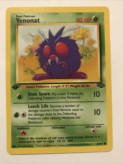 Pokemon Venonat Jungle 48/64 1st Edition Regular Common 40 HP Wizards 1999 Card - Image 1