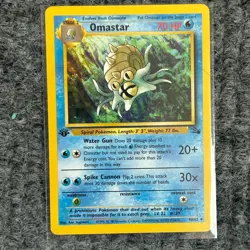 Vintage Pokemon Fossil Omastar 1st Edition 40/62 Uncommon LP - Image 1