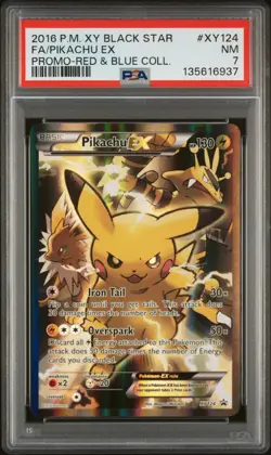 2016 POKEMON XY BLACK STAR PROMO RED & BLUE COLL FULL ART/PIKACHU EX PSA 7 - Image 1