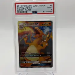 2019 Pokemon Sun & Moon Hidden Fates #9 Charizard GX PSA 9 MINT - Image 1