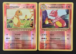 2016 POKEMON EVOLUTIONS REVERSE HOLO CHARMANDER & CHARMELEON LP SET - Image 1