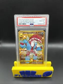 2020 POKEMON SWSH VIVID VOLTAGE FULL ART/GALARIAN OBSTAGOON SECRET PSA 10 - Image 1