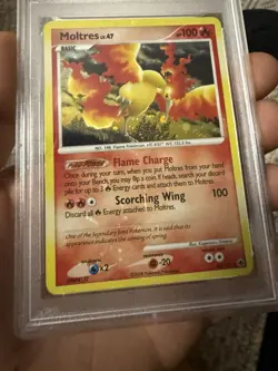 Pokemon TCG Moltres 10 Majestic Dawn Holo Rare PSA 8 2008 HOLO BLEED ERROR - Image 3