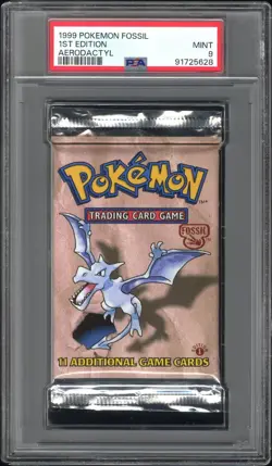 PSA 9 - 1999 WOTC Pokemon Fossil 1st Edition Aerodactyl Pack Mint! - Image 1
