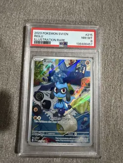 Pokemon Riolu 215/198 SV01 Scarlet & Violet Illustration Rare PSA 8 Holo - Image 1