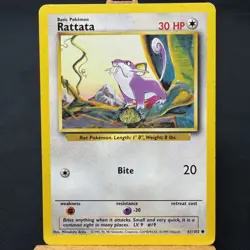 Rattata - 61/102 - Base Set - Unlimited - Common - Pokemon - WOTC - Played - Image 1