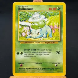 Bulbasaur - 44/102 - Base Set - Unlimited - Common - Pokemon - WOTC - Damaged - Image 1