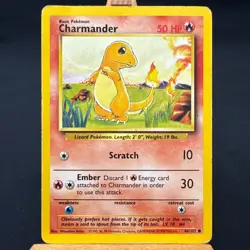 Charmander - 46/102 - Base Set - Unlimited - Common - Pokemon - WOTC - Damaged - Image 1