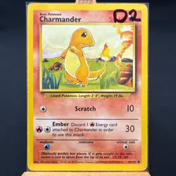 Charmander - 46/102 - Base Set - Unlimited - Common - Pokemon - WOTC - Damaged - Image 3
