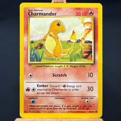 Charmander - 46/102 - Base Set - Unlimited - Common - Pokemon - WOTC - Damaged - Image 1