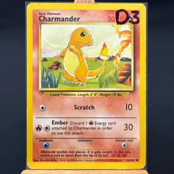 Charmander - 46/102 - Base Set - Unlimited - Common - Pokemon - WOTC - Damaged - Image 3