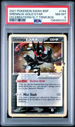2021 POKEMON SWSH BLACK STAR PROMO #144 GRENINJA GOLD STAR PSA 8 NEAR MINT NM - Image 1