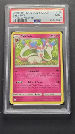PSA 9 Sylveon 155/236 Cosmic Eclipse Rare Pokemon 2019 - Image 1