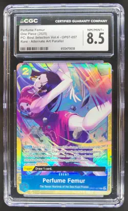 2025 One Piece Best Selection Perfume Femur Rare ALT ART #OP07-057 CGC 8.5 A PT - Image 1