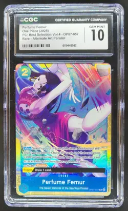2025 One Piece Best Selection Perfume Femur Rare ALT ART #OP07-057 CGC 10 A PT - Image 1