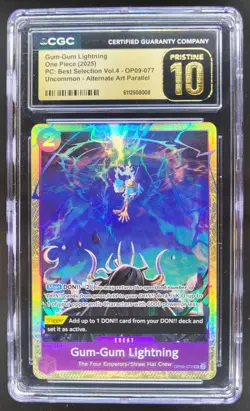 2025 ONE PIECE GUM-GUM LIGHTNING ALT ART OP09-077 CGC 10 PRISTINE A PT - Image 1