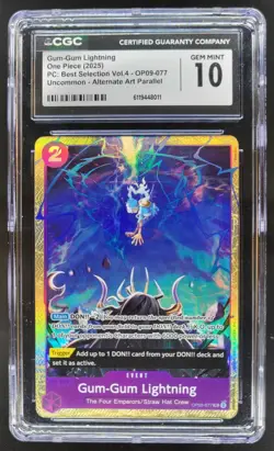 2025 ONE PIECE GUM-GUM LIGHTNING ALT ART OP09-077 CGC 10 A PT - Image 1