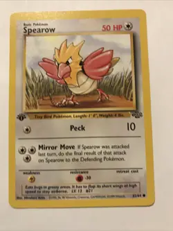 Spearow 1st Edition 1999 Pokemon Jungle Set 62/64 Card - Image 1