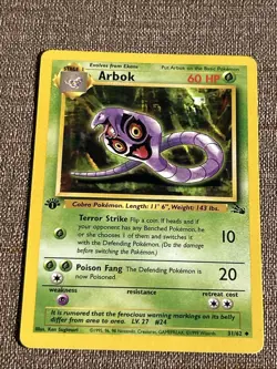 Arbok 31/62 Pokemon Card Uncommon 1st Edition Lightly Played LP Fossil 1999 - Image 2