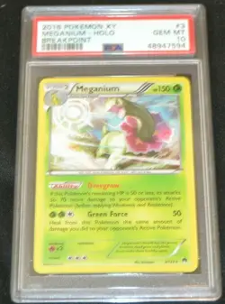 Holo Foil Meganium # 3/122 Breakpoint Set Pokemon Trading Cards PSA 10 GEM MINT - Image 1