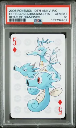 2006 POKEMON CENTER 10TH ANV PLAYING CARDS RED DECK HORSEA/KINGDRA/SEADRA PSA 10 - Image 1
