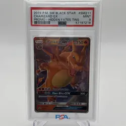 2019 POKEMON SM BLACK STAR PROMO HIDDEN FATES TINS #SM211 CHARIZARD GX PSA 9 - Image 1