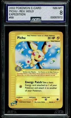 Pokemon 2002 Expedition Pichu Reverse Holo #58 E-reader AGS 8 NM MINT - Image 1
