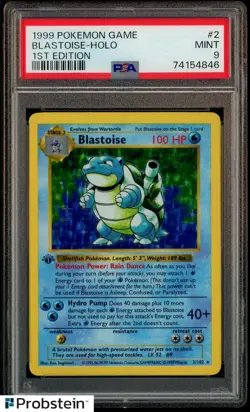 1999 Pokemon Game 1st Edition #2 Blastoise Holo PSA 9 MINT - Image 1